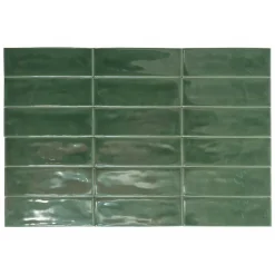 Lux Mosaic Altea Green Série Revêtement grès cérame premium 5x15 cm.- Carrelage Mural Uni|Carrelage Mural Pour Cuisine