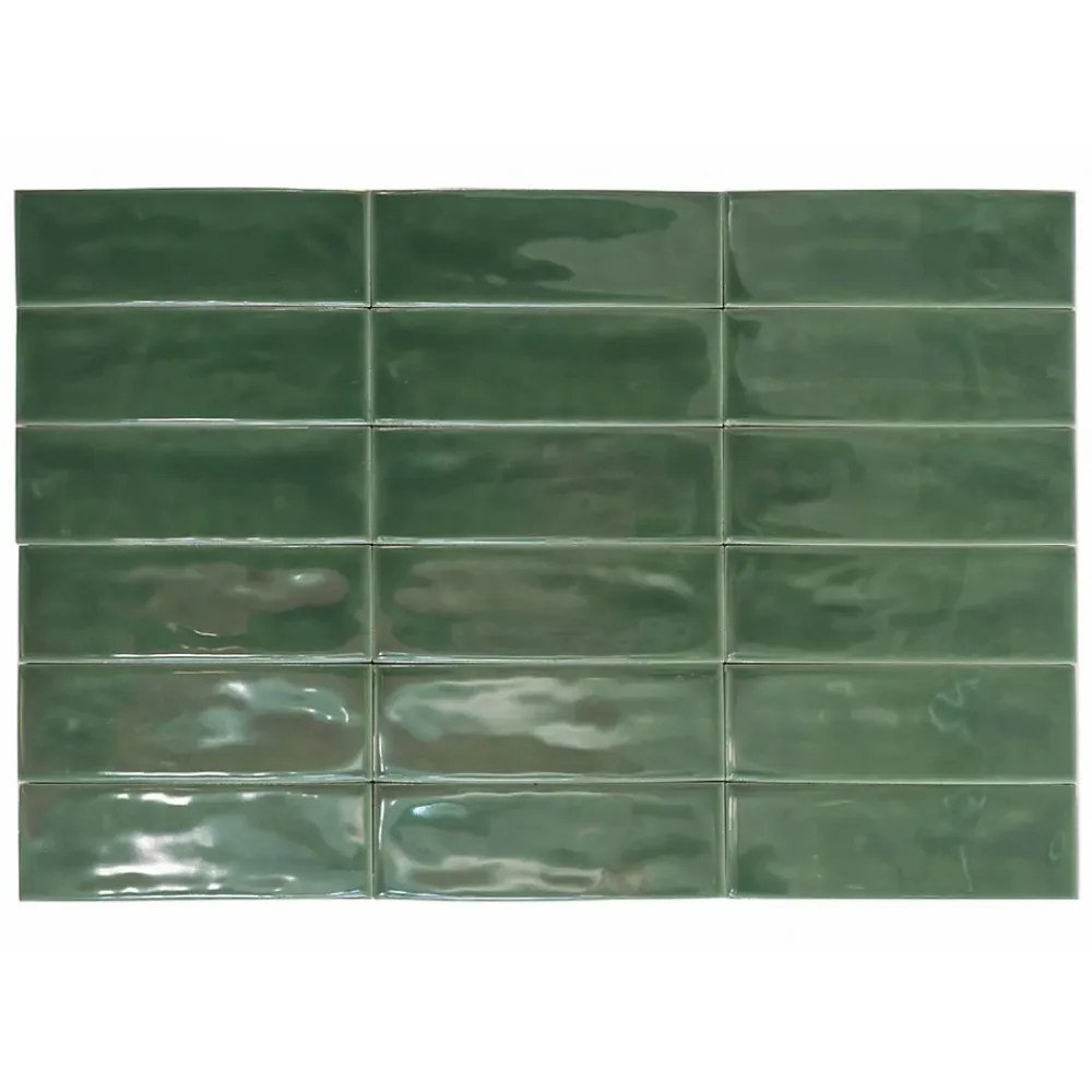 Lux Mosaic Altea Green Série Revêtement grès cérame premium 5x15 cm.- Carrelage Mural Uni|Carrelage Mural Pour Cuisine