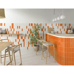 Lux Mosaic Altea Orange Série Revêtement grès cérame premium 5x15 cm.- Carrelage Mural Uni|Carrelage Mural Pour Cuisine
