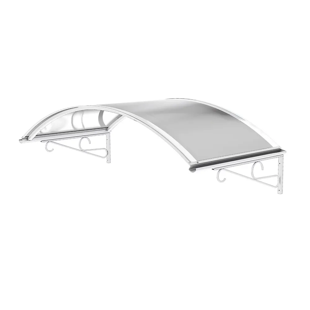 Arctom Auvent Ala 140x80, couleur blanc RAL9016, plaque incolore- Auvent Et Marquise