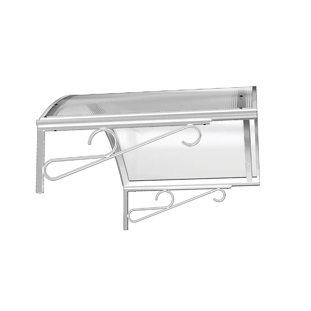Arctom Auvent Ala 140x80, couleur blanc RAL9016, plaque incolore- Auvent Et Marquise