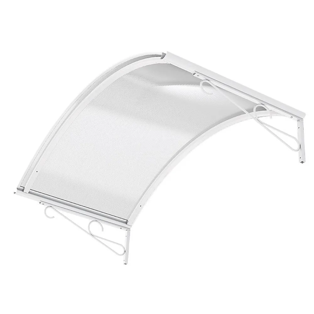 Arctom Auvent Ala 140x80, couleur blanc RAL9016, plaque incolore- Auvent Et Marquise