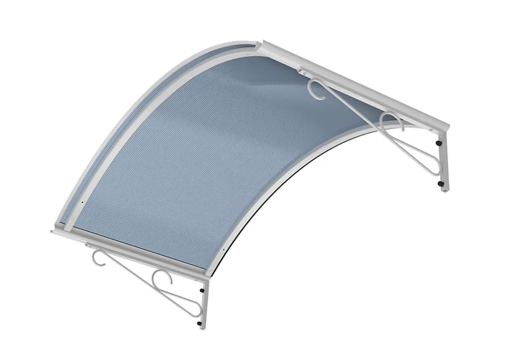 Arctom Auvent Ala 140x80, couleur blanc RAL9016, plaque anthracite- Auvent Et Marquise