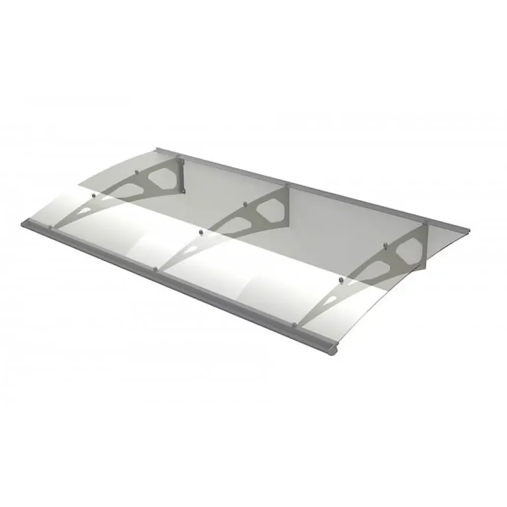 Arctom Auvent Et Marquise<Auvent Blue 197x89, couleur silver inox, plaque incolore PMMA