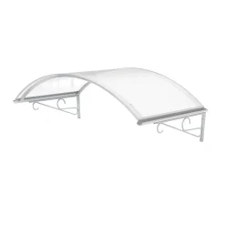 Arctom Auvent Coti 140x80, couleur blanc RAL9016, plaque incolore, polycarbonate solide- Auvent Et Marquise