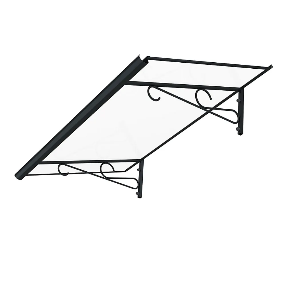 Arctom Auvent Fosti 140x79, couleur anthracite RAL7016, plaque incolore, polycarbonate solide- Auvent Et Marquise