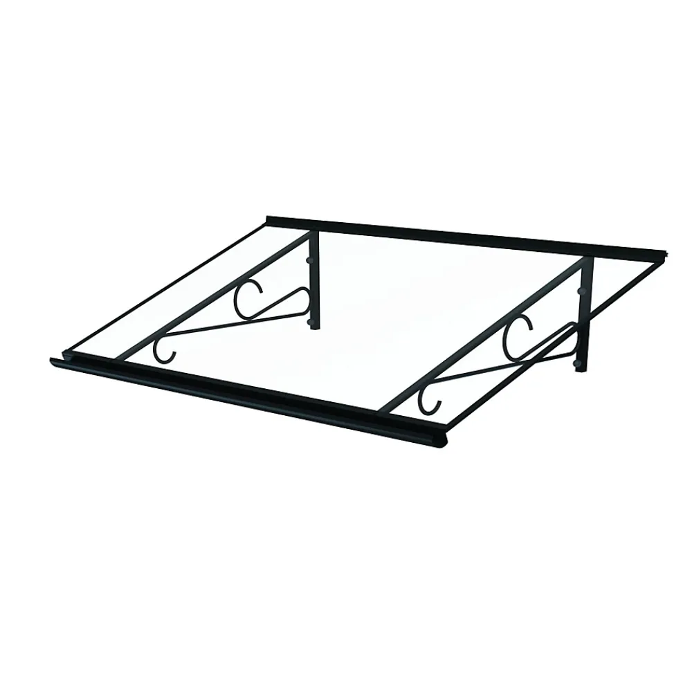 Arctom Auvent Fosti 140x79, couleur anthracite RAL7016, plaque incolore, polycarbonate solide- Auvent Et Marquise