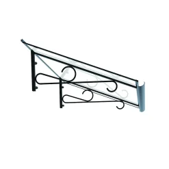 Arctom Auvent Fosti 140x79, couleur anthracite RAL7016, plaque incolore, polycarbonate solide- Auvent Et Marquise