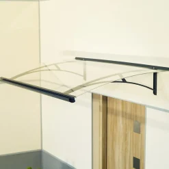 Arctom Auvent Et Marquise<Auvent Gomo 120x84,5, couleur anthracite RAL7016, plaque incolore PMMA