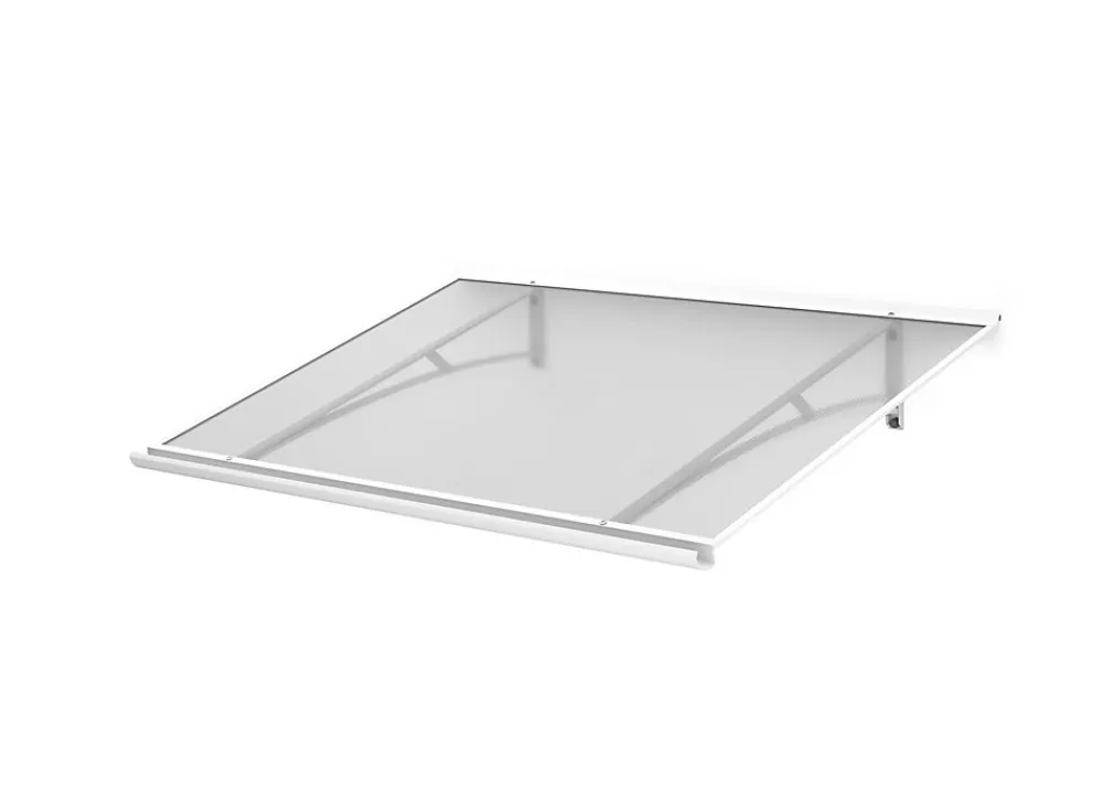 Arctom Auvent Karmel 120x83,5 couleur blanc RAL9016, plaque incolore- Auvent Et Marquise