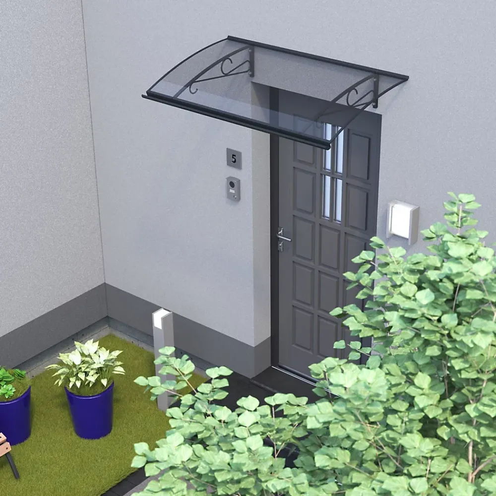 Arctom Auvent Et Marquise<Auvent Kobi 140x82, couleur anthracite RAL7016, plaque incolore, polycarbonate solide