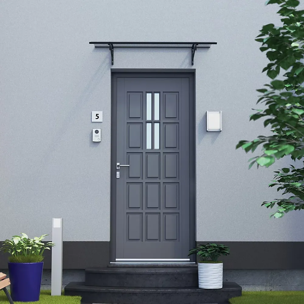 Arctom Auvent Et Marquise<Auvent Kobi 140x82, couleur anthracite RAL7016, plaque incolore, polycarbonate solide