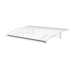 Arctom Auvent Kobi 140x82, couleur blanc RAL9016, plaque incolore, polycarbonate solide- Auvent Et Marquise