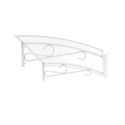 Arctom Auvent Kobi 140x82, couleur blanc RAL9016, plaque incolore, polycarbonate solide- Auvent Et Marquise