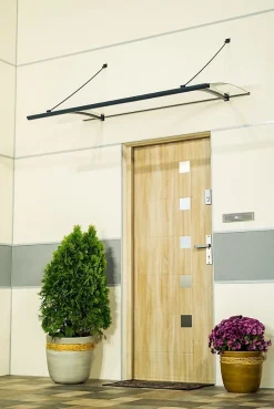 Arctom Auvent Et Marquise<Auvent Kwar 160x82, couleur anthracite RAL7016, plaque incolore PMMA