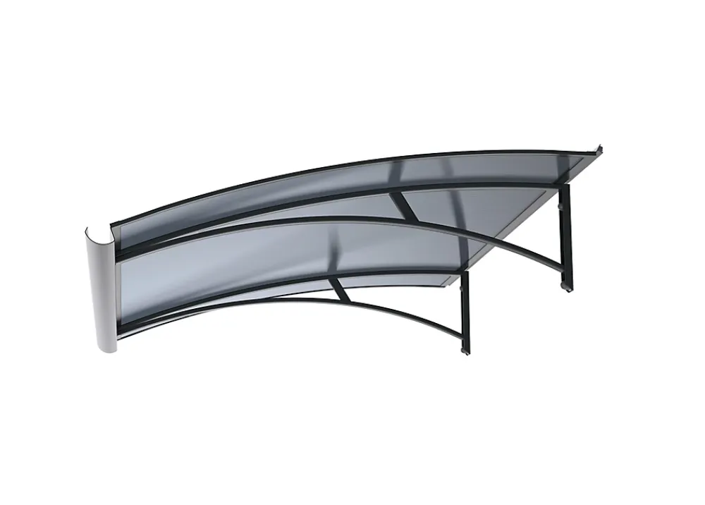 Arctom Auvent LARA 120x83,5, couleur blanc RAL9016, plaque anthracite- Auvent Et Marquise