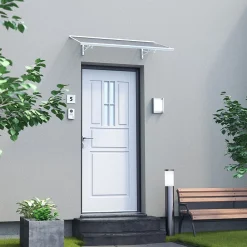 Arctom Auvent MELA 140x79, couleur blanc RAL9016, plaque incolore- Auvent Et Marquise