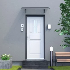 Arctom Auvent Mela 140x79, couleur anthracite RAL7016, plaque incolore- Auvent Et Marquise