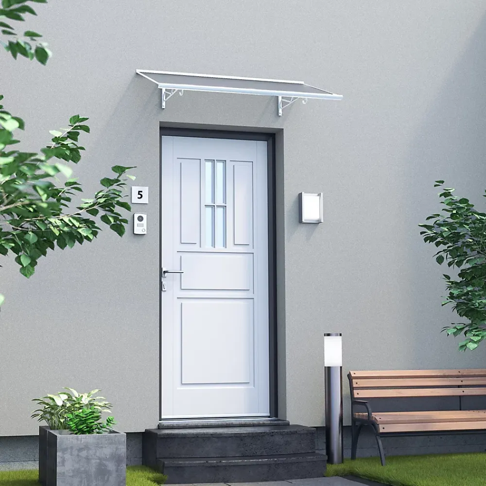 Arctom Auvent Et Marquise<Auvent Mela 140x79, couleur blanc RAL9016, plaque anthracite