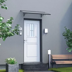 Arctom Auvent Mela 140x79, couleur anthracite RAL7016, plaque anthracite- Auvent Et Marquise
