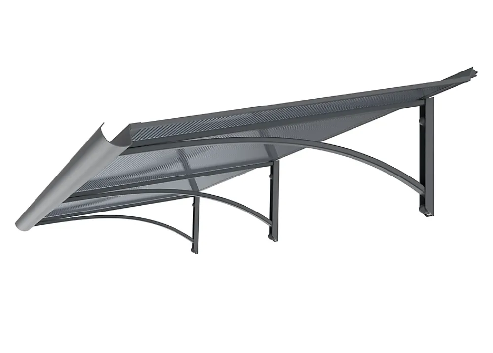 Arctom Auvent Et Marquise<Auvent Ruba 197x54, couleur anthracite RAL7016, plaque anthracite
