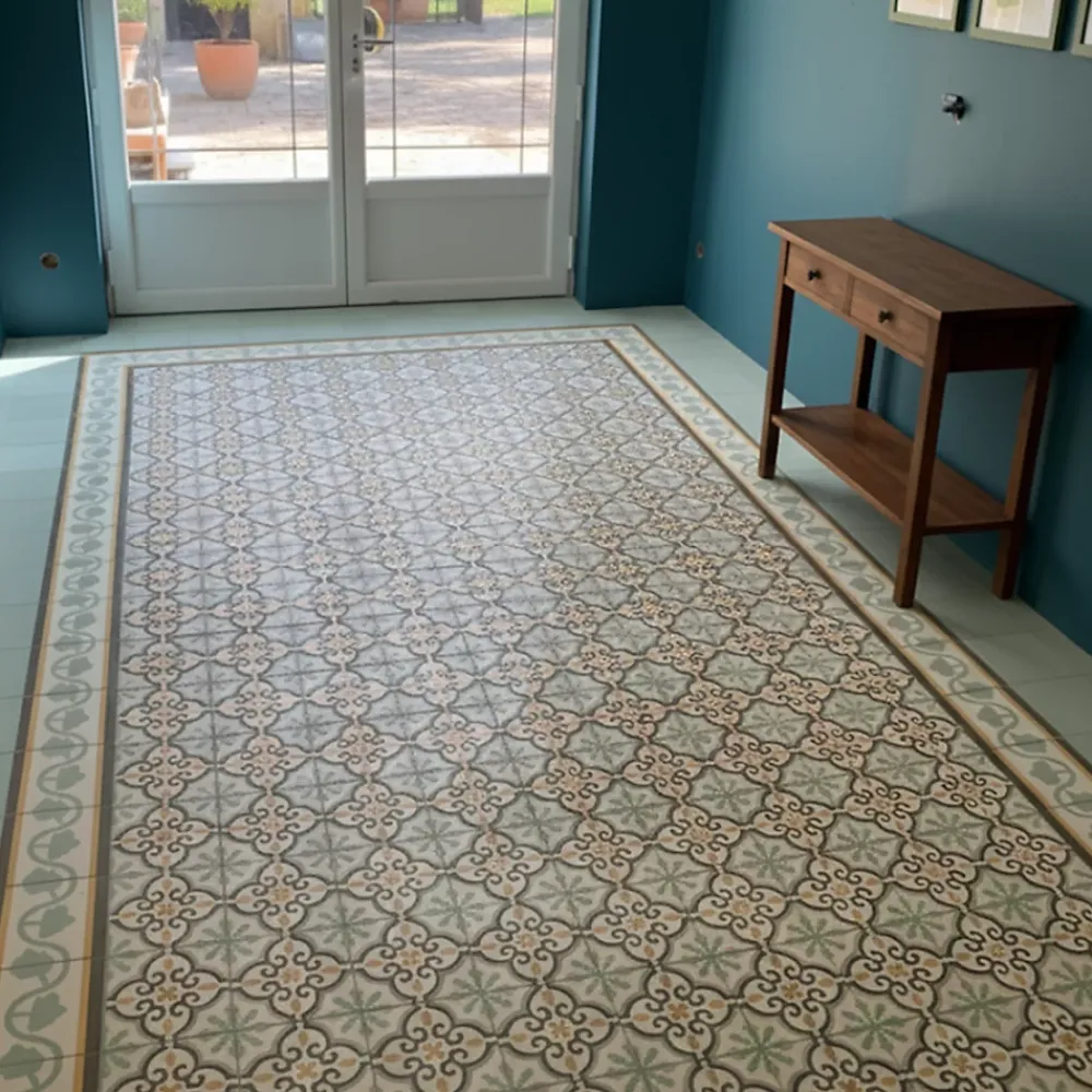 Floorilège Authentiques carreaux de ciment - Modèle Elégance ELE7 de - La boite de 14 carreaux soit 0,56 m²- Carrelage Sol Pour Cuisine