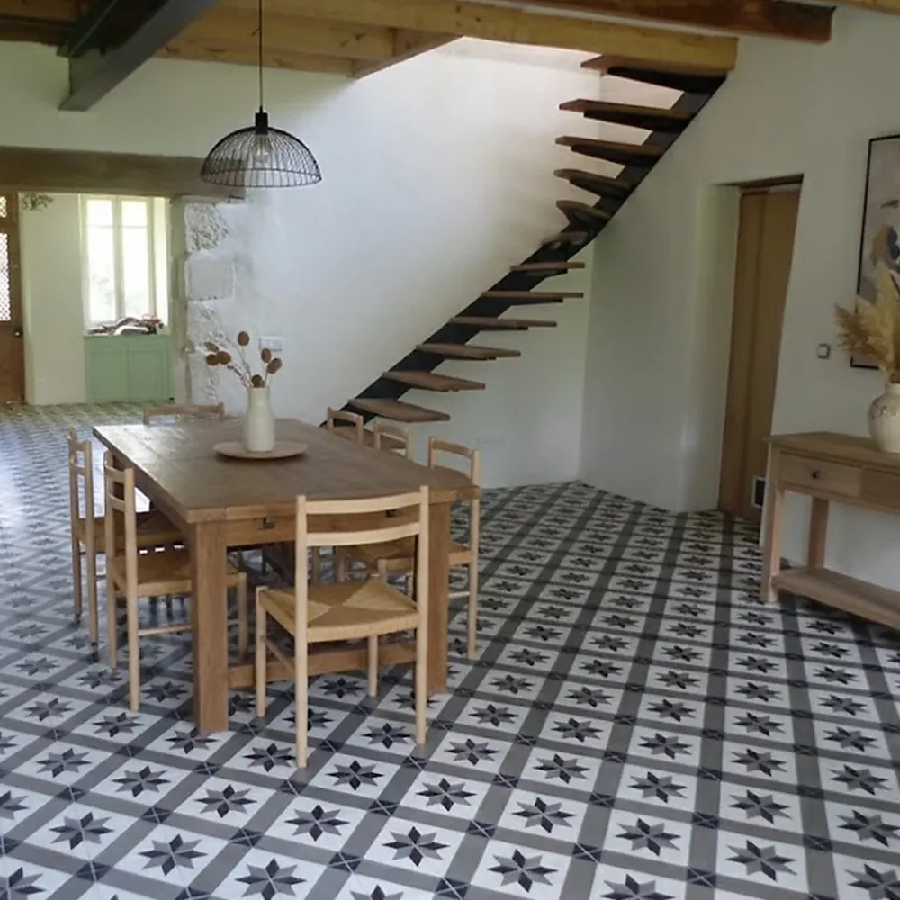 Floorilège Authentiques carreaux de ciment - Modèle Véga VEG14 de - La boite de 14 carreaux soit 0,56 m²- Carrelage Sol Effet Carreaux De Ciment