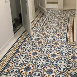 Floorilège Authentiques carreaux de ciment - Modèle Bagatelle BAG1 de - La boite de 14 carreaux soit 0,56 m²- Carrelage Sol Effet Carreaux De Ciment