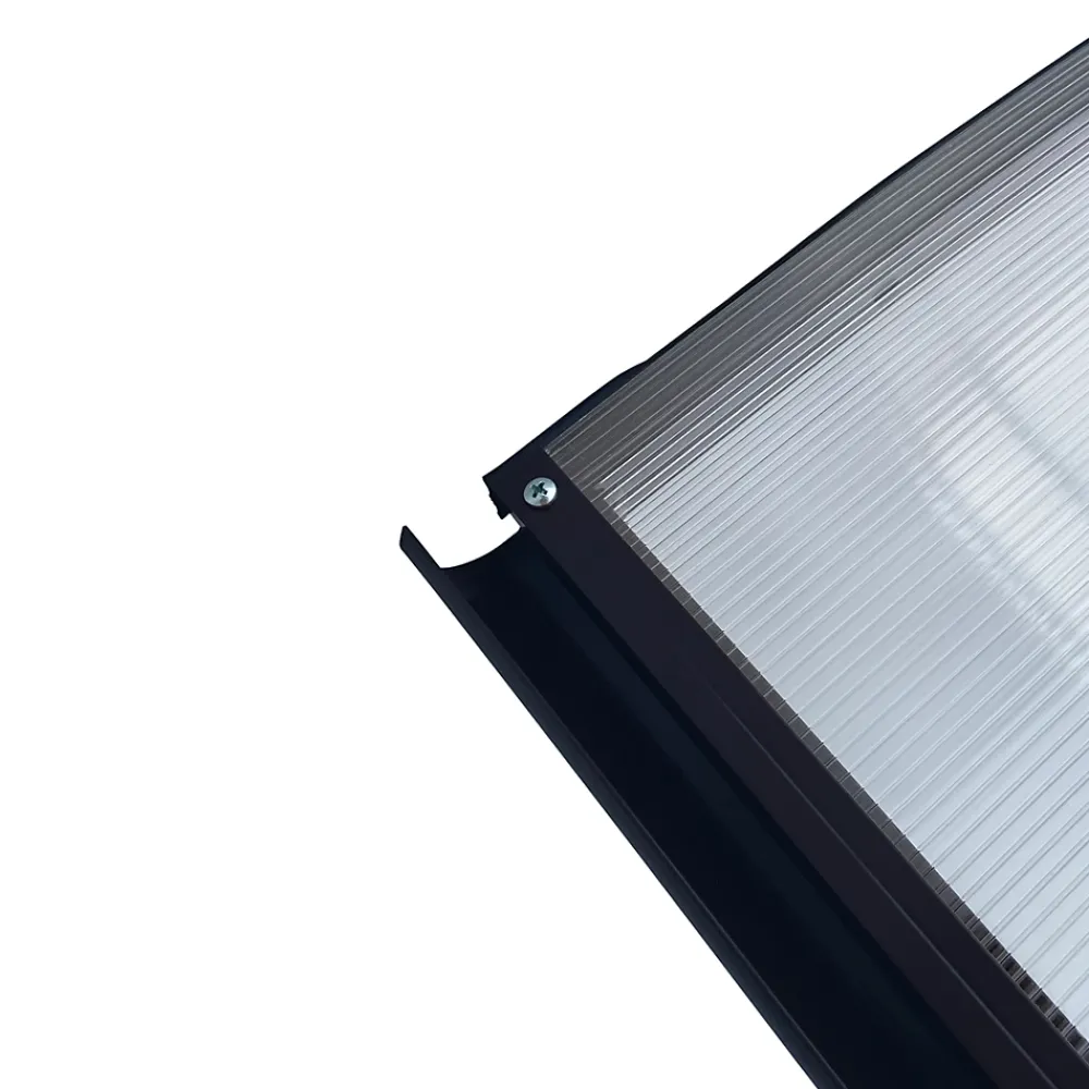 Starkedach Auvent à cadre en aluminium RODEO R-150 7016 bombé avec revêtement en polycarbonate- Auvent Et Marquise