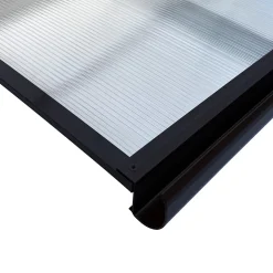 Starkedach Auvent à cadre en aluminium courbé L-160 7016 avec revêtement en polycarbonate- Auvent Et Marquise