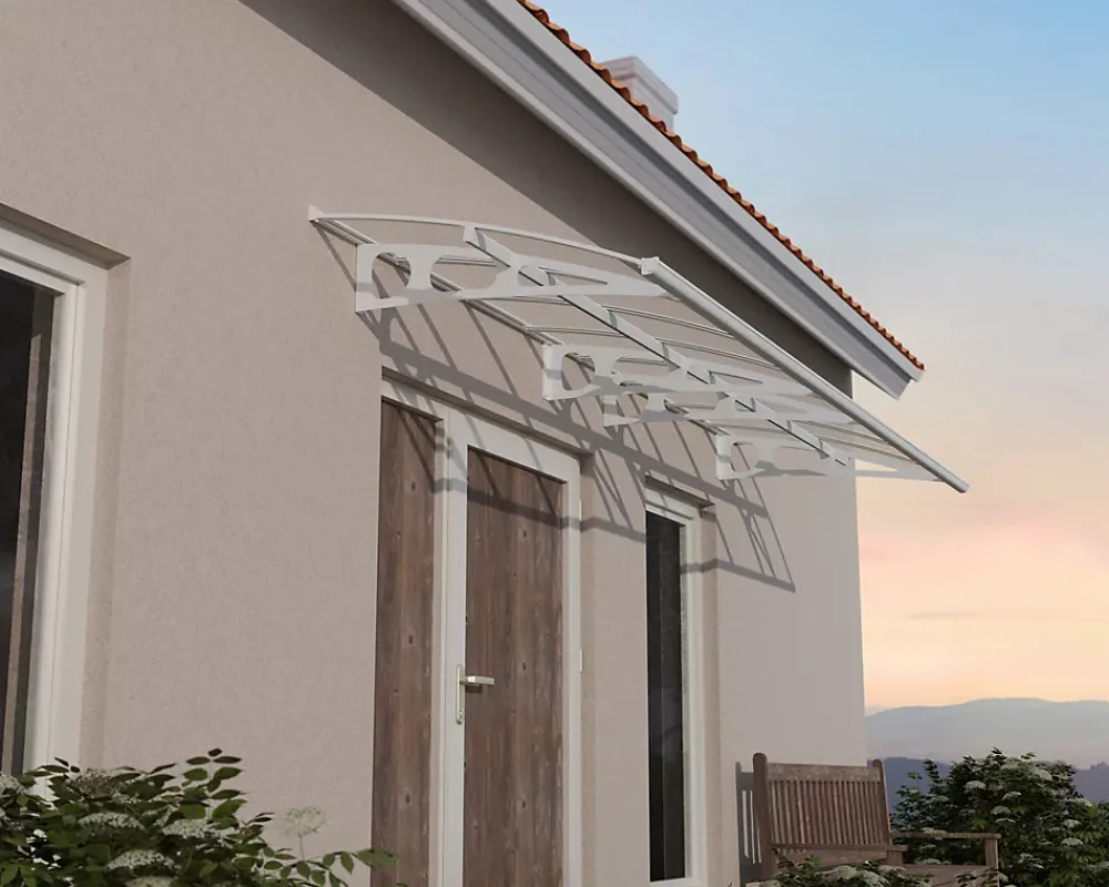Canopia by Palram Auvent arrondi Bordeaux blanc l.447 x P.139 x H.33 cm- Auvent Et Marquise