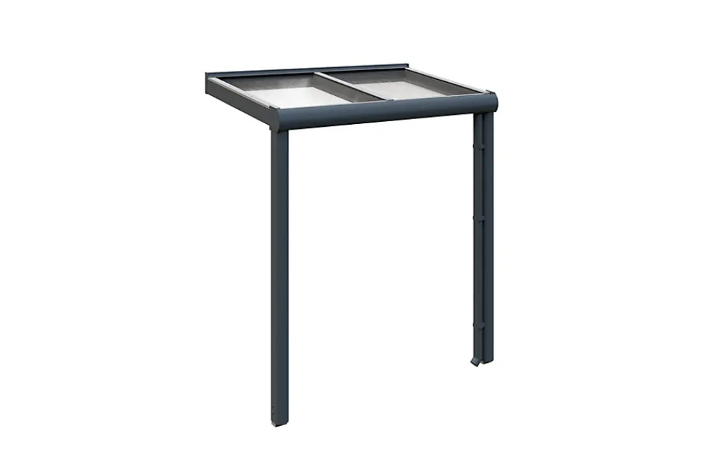 Skan Holz Auvent bois GREIFSWALD 216 x 135 cm, aluminium thermolaqué, thermolaqué gris foncé DB 703- Auvent Et Marquise