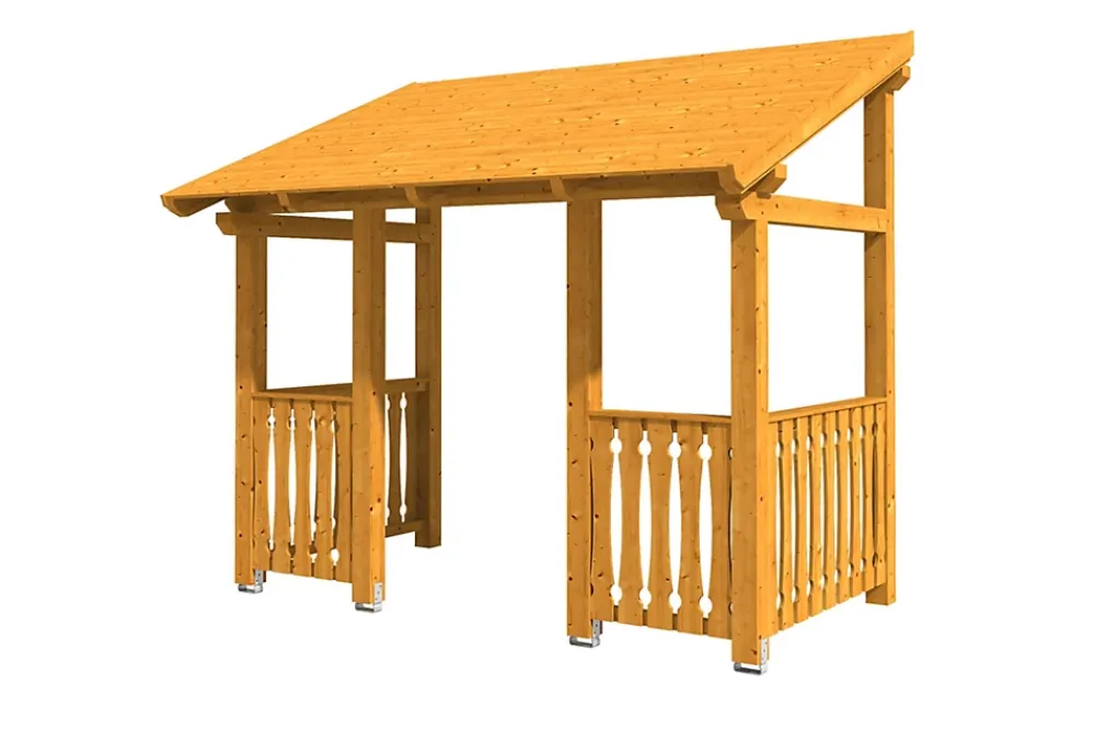 Skan Holz Auvent bois Paderborn 8, 336x202cm, épicéa, traitement coloré chêne clair- Auvent Et Marquise