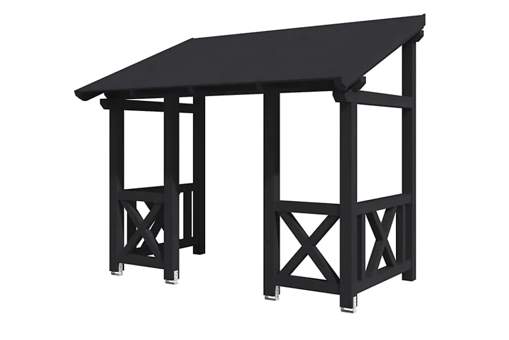 Skan Holz Auvent bois Paderborn 7, 336x202cm, épicéa, traitement coloré anthracite- Auvent Et Marquise