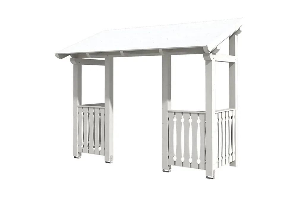 Skan Holz Auvent bois Paderborn 6, 336x156cm, épicéa, traitement coloré blanc- Auvent Et Marquise