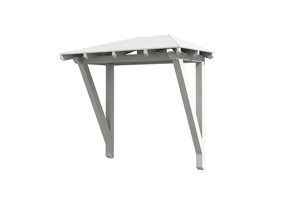 Skan Holz Auvent bois Wismar 2, 258x126cm, épicéa, traitement coloré blanc- Auvent Et Marquise