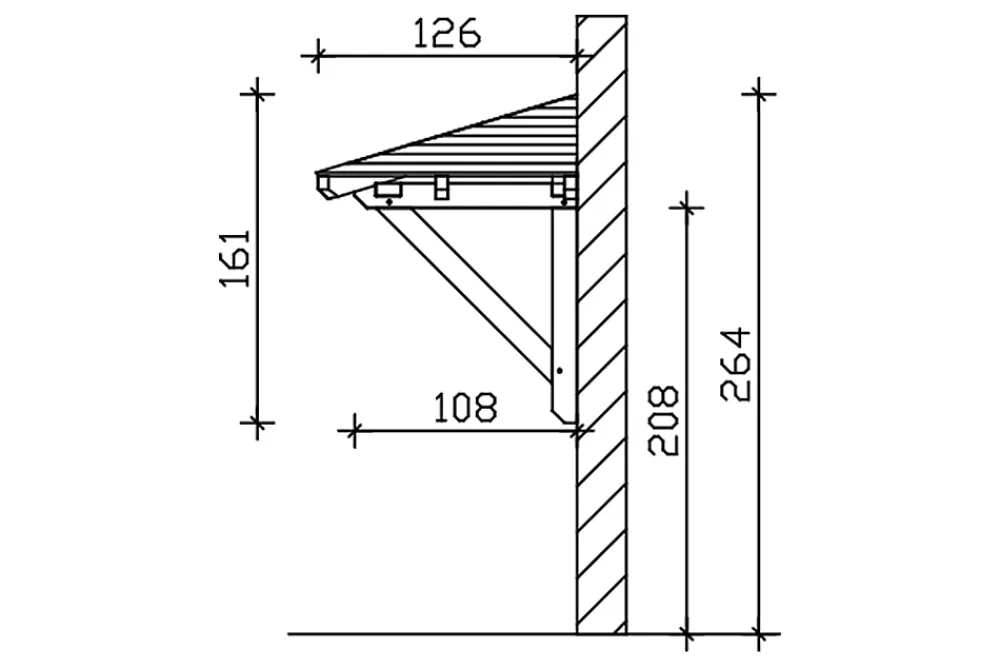 Skan Holz Auvent bois Wismar 1, 258x126cm, épicéa, traitement coloré chêne clair- Auvent Et Marquise
