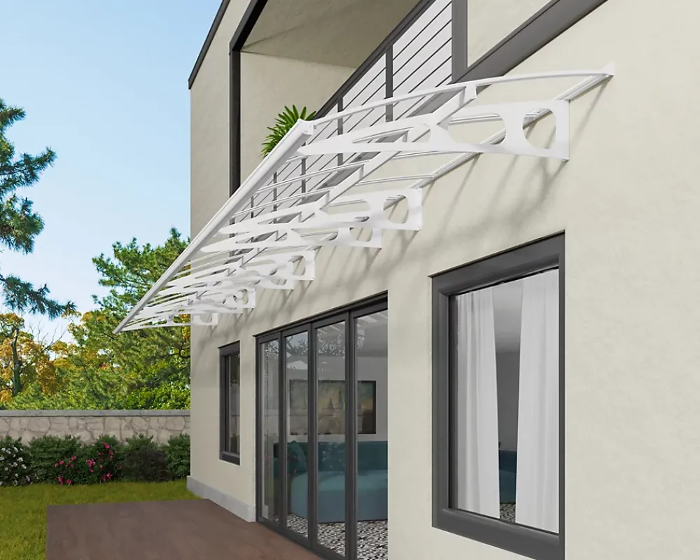 Canopia by Palram Auvent Et Marquise<Auvent Bordeaux 890 x 140cm Blanc - Transparent en Polycarbonate et acier