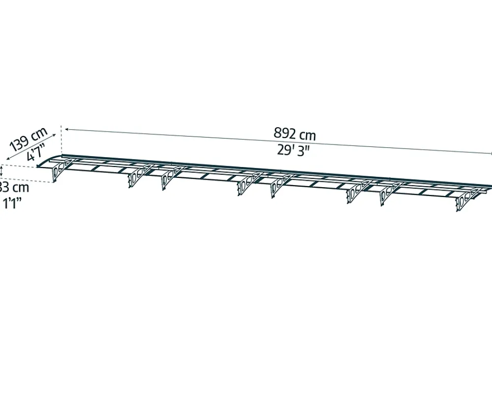 Canopia by Palram Auvent Et Marquise<Auvent Bordeaux 890 x 140cm Blanc - Transparent en Polycarbonate et acier