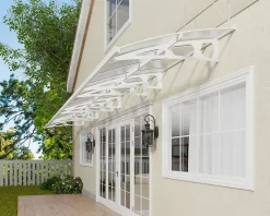 Canopia by Palram Auvent Bordeaux 890 x 140cm Blanc - Brume Blanche en Polycarbonate et acier- Auvent Et Marquise