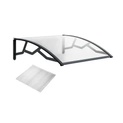 Artplast Auvent Et Marquise<Auvent de Porte d'Entrée 100 x 120 cm Transparente - Polycarbonate Alvéolé Marquise Extérieure Bras Polypropylène Art Plast