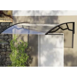 Artplast Auvent Et Marquise<Auvent de Porte d'Entrée 100 x 120 cm Transparente - Polycarbonate Alvéolé Marquise Extérieure Bras Polypropylène Art Plast