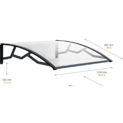Artplast Auvent Et Marquise<Auvent de Porte d'Entrée et fenêtre 100 x 120 cm - Polycarbonate Anti UV Marquise Extérieure Bras Polypropylène Art Plast