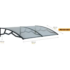 Artplast Auvent Et Marquise<Auvent de Porte d'Entrée et fenêtre 100 x 145 cm - Polycarbonate Anti UV Marquise d'entrée Bras Polypropylène Art Plast