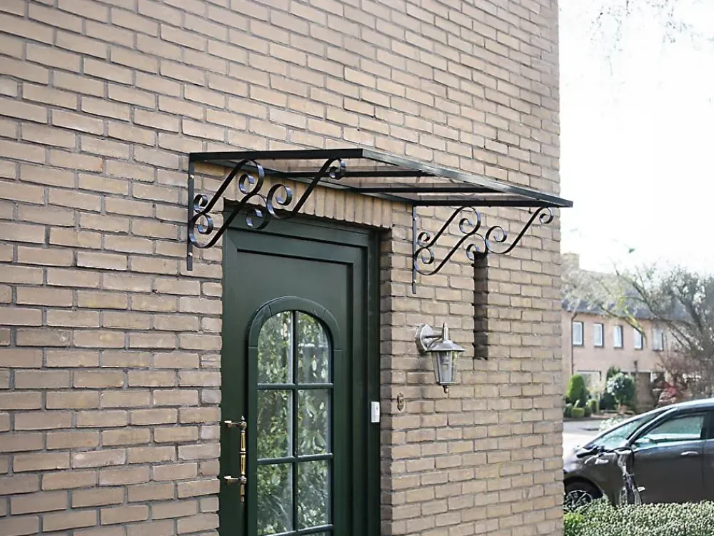 Vente-unique Auvent de porte en aluminium L140 x l80 cm incliné AMBAN- Auvent Et Marquise