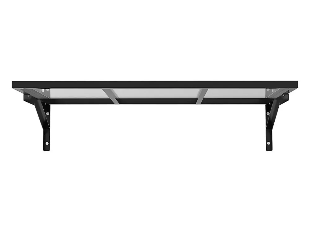 Vente-unique Auvent Et Marquise<Auvent de porte en aluminium et acier L120 x l80 cm incliné noir - PELARU