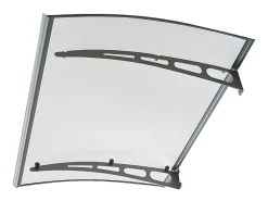 Vente-unique Auvent de porte en aluminium 150 x 90 cm courbé - gris - NEONA- Auvent Et Marquise