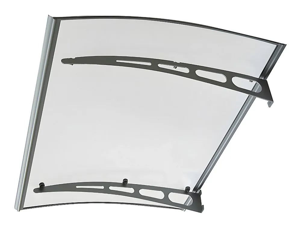 Vente-unique Auvent de porte en aluminium 150 x 90 cm courbé - gris - NEONA- Auvent Et Marquise