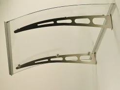 Vente-unique Auvent de porte en aluminium 150 x 90 cm courbé - gris - NEONA- Auvent Et Marquise