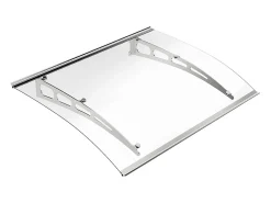 Vente-unique Auvent de porte en aluminium 120 x 90 cm courbé - gris - NEONA- Auvent Et Marquise